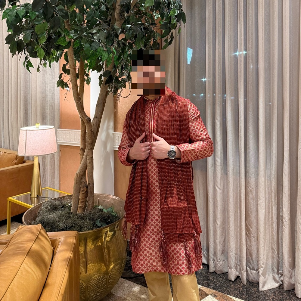 Red Patterned Traditional Outfit